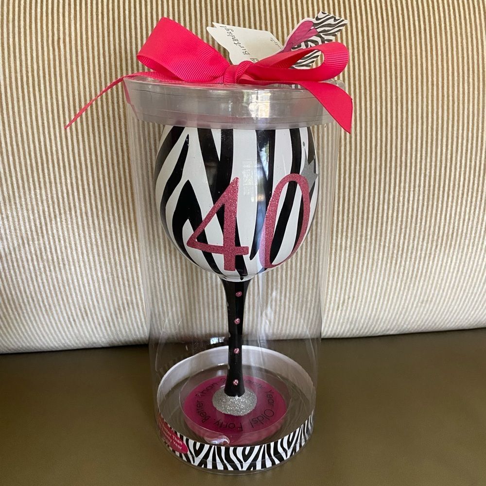 Mud Pie 40th Birthday Wine Glass